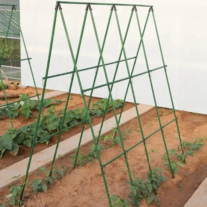 vegetable plant support poles plastic-coated steel climbing poles for cucumber green bean tomato trellises - garden plant suppo