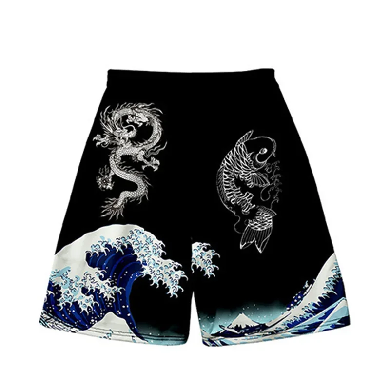 Japanese Anime Kanagawa Wave Dragon 3D Print Board Shorts Trunks Summer Quick Dry Beach Men Women Short Pants Bottoms