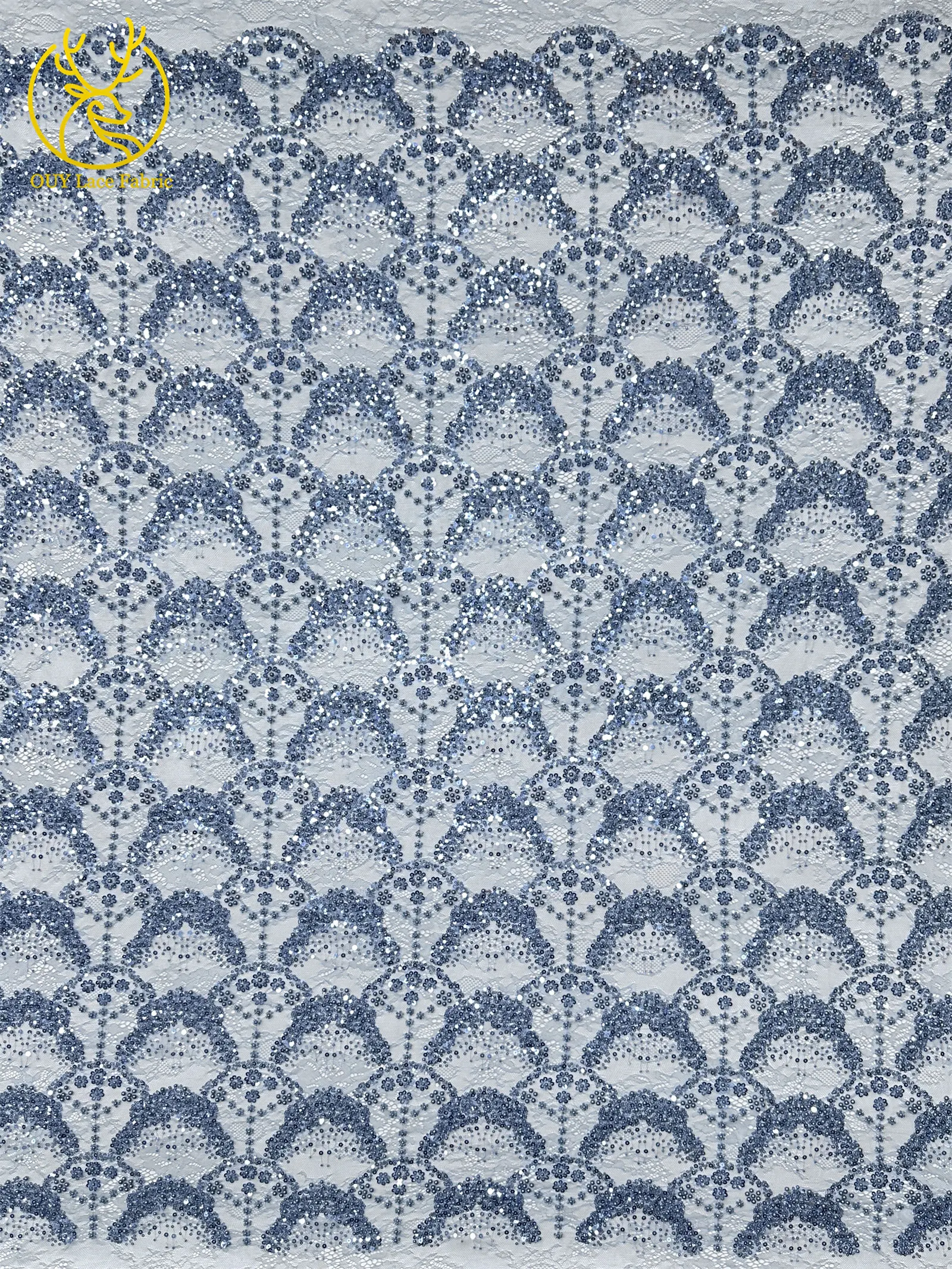 Luxuriöser französischer Kleid-Perlen-Spitzenstoff 2026, hochwertiger gelber afrikanischer Pailletten-Spitzenstoff für Frauen, Hochzeit, Party, Kleid, Nähen – Detail 7
