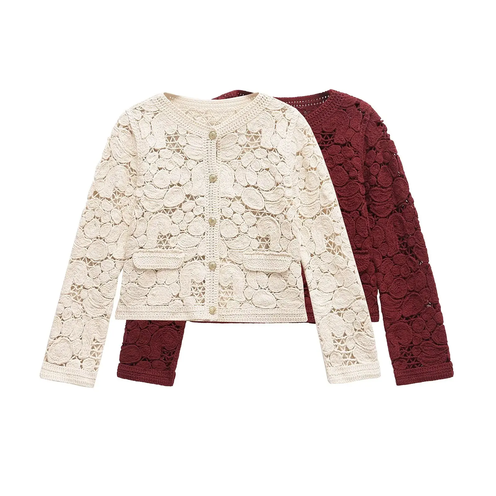 

Autumn New Women Fashion Leisure Style Knot Knitted Coat Chic Hollow Joker Crewneck Female Long Sleeve Cardigan