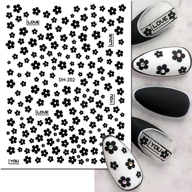 3d Nail Art Decals Summer Red Black White Petals Florals Flowers Fruits Nail Stickers Decoration For Nail Tips Beauty - Image 3
