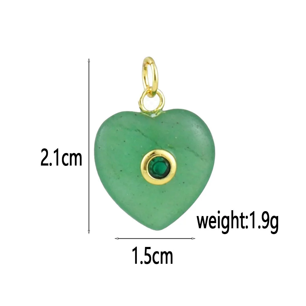 1PC colorful Natural Stone Heart Leaf Shape Charms Inlaid Zircon Pendant For DIY Necklace Bracelet Jewelry Making Accessories - view 2