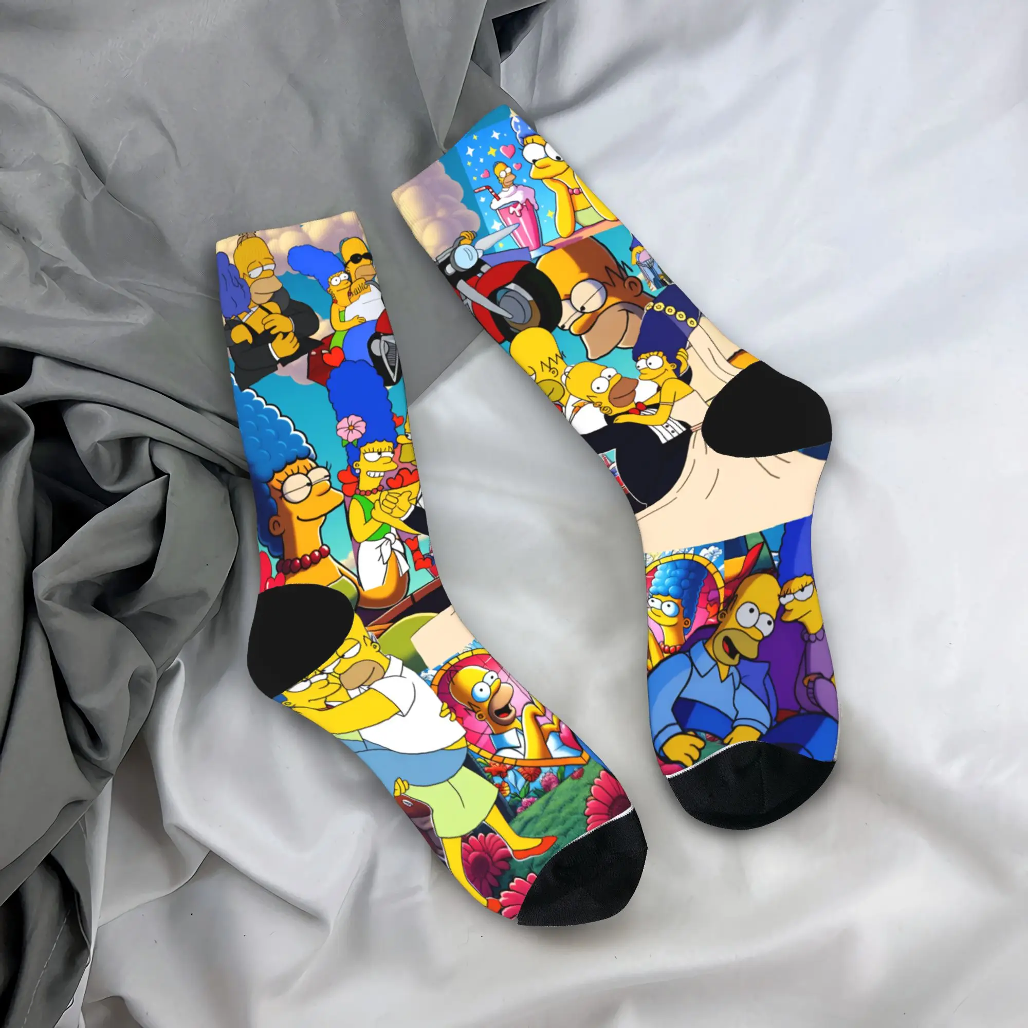 

Носки Homer Marge S-Simpsons Love Collage, элегантные мужские дышащие носки, весенние нескользящие носки с графическим рисунком для скалолазания, подарок