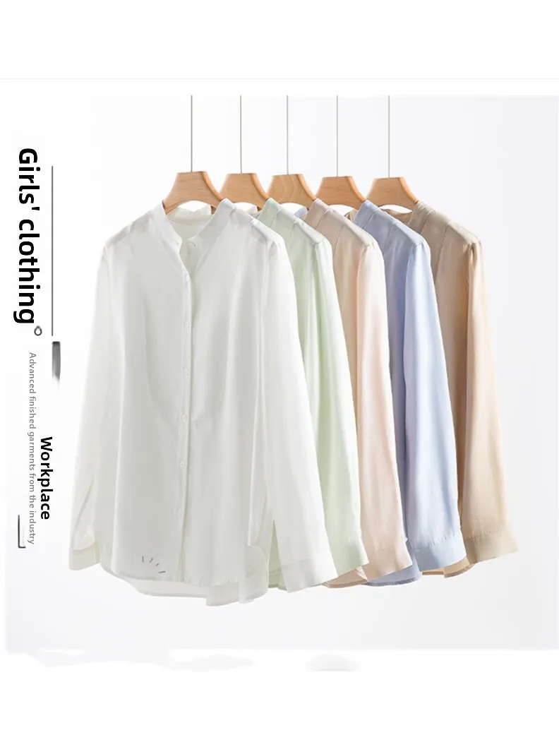 

Новая женская блузка с драпировкой и длинным рукавом, удобная, свободного кроя, стройнящая, для лета и осени, модная, повседневная, с пуговицами, из смесового хлопка