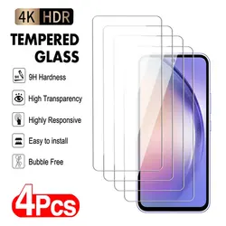 4Pcs 9H Tempered Glass For Samsung Galaxy A24 A54 A04 A14 A34 4G 5G Screen Protector For Samsung A04S A04 A04E Core Glass Film