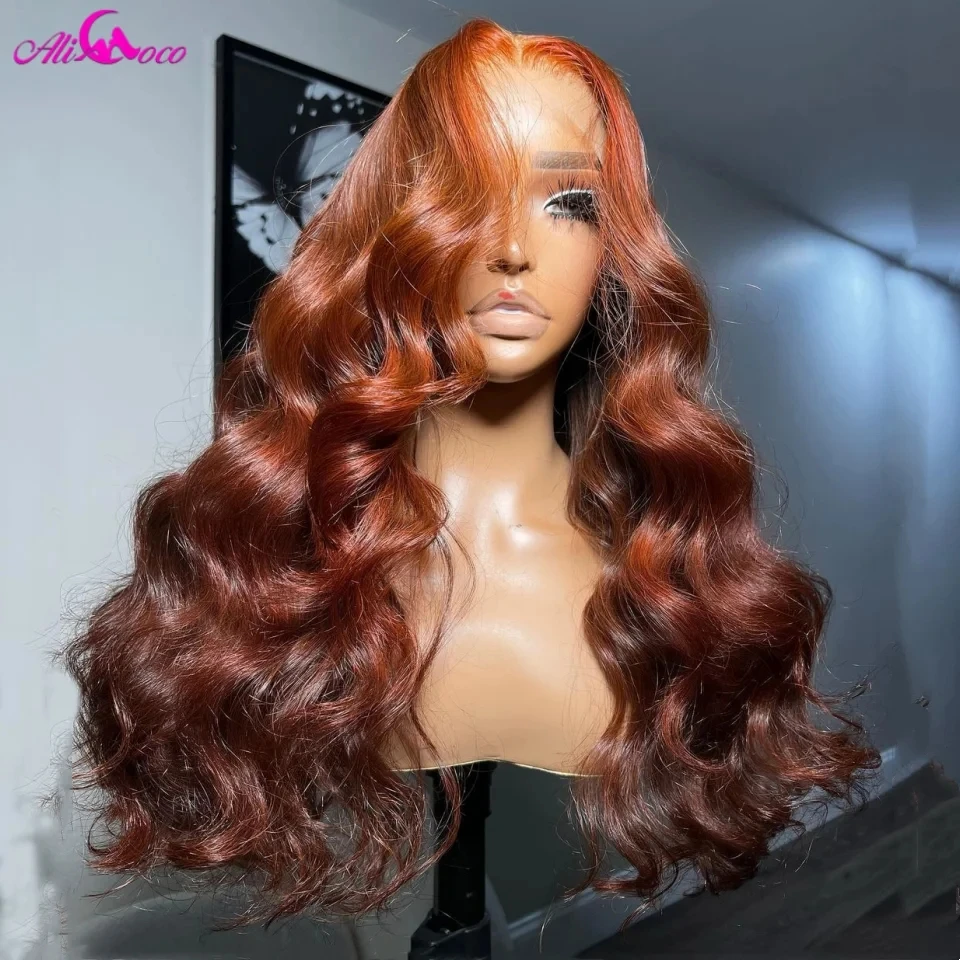 Orange Brown 13x4 13X6 Lace Frontal Wig Body Wave Transparent Lace Front Wig 5x5 Lace Closure Wig Human Hair Wigs For Women