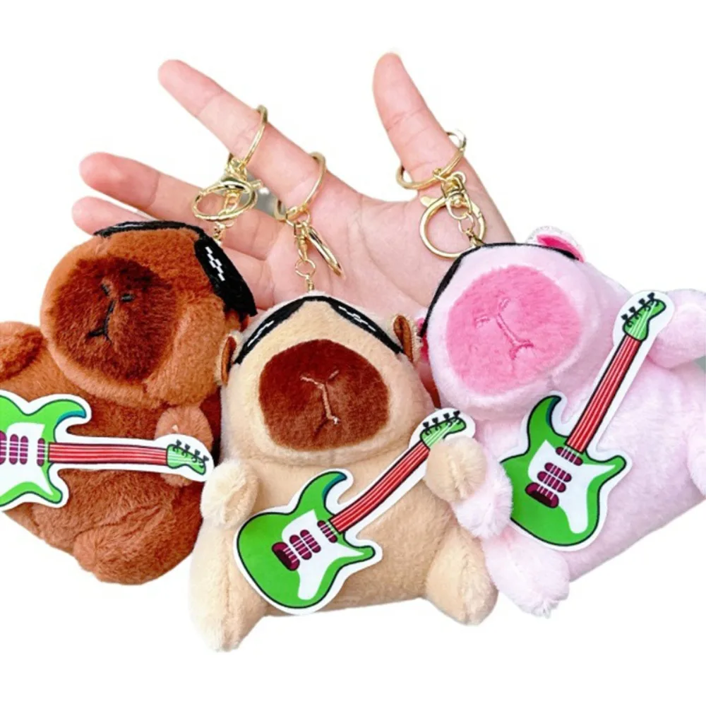 Plush Doll Guitar Capybara Plush Pendant Creative Cute Plush Capybara Keychain Funny Keyring Rock Capybara Plushie Doll