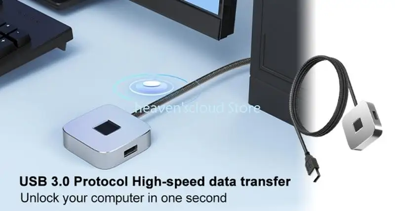 Y88B Fast Speed Fingerprints Scanners One-Clicks Lock Screens For PC With 1.50M Cable And Double USB Port Encrypted Login