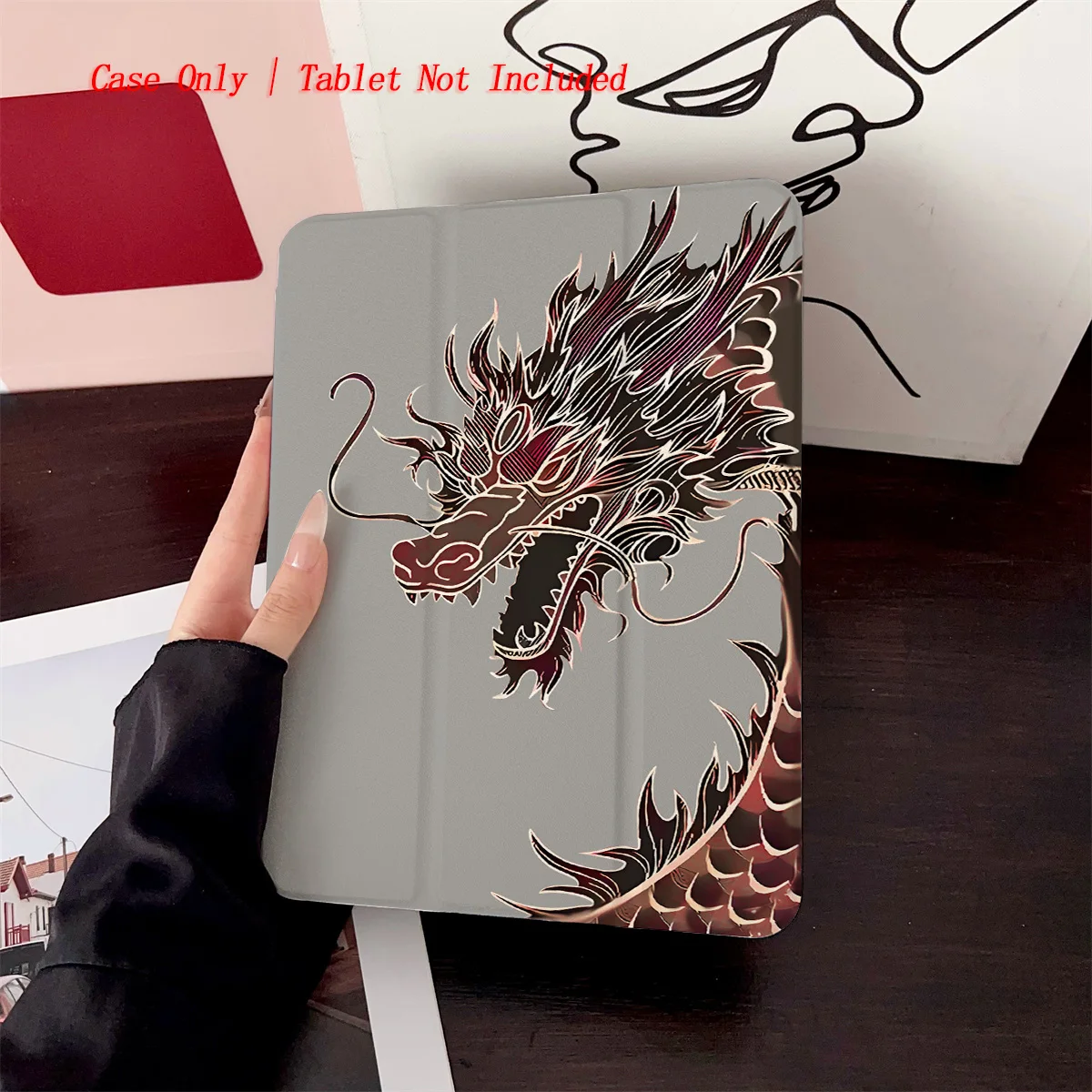 

Жирный многоцветный чехол с принтом дракона + темно-серый фон для iPad для Apple iPad Pro 12,9 Air 3 Mini 5 9 поколения, тонкий чехол с защитой от царапин