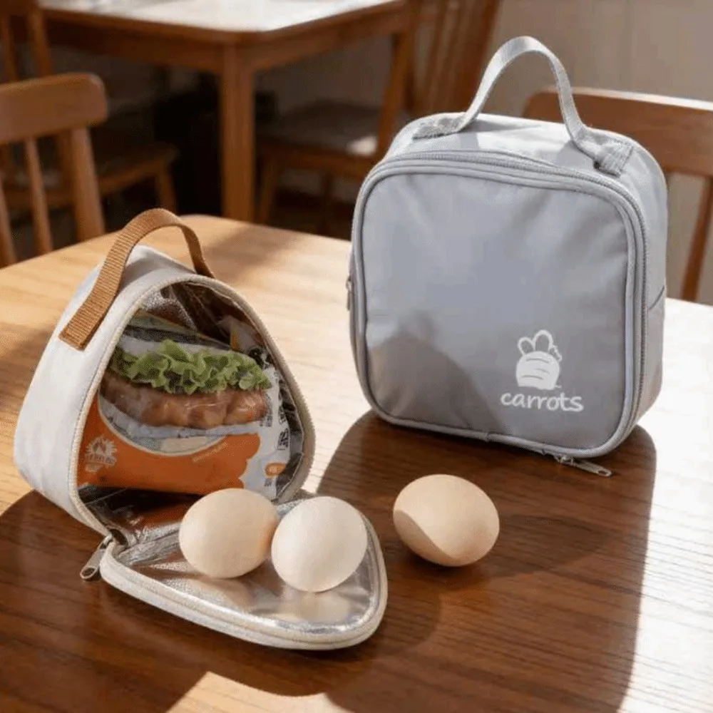 Mini Breakfast Bag Triangular Shape Thickened Design Insulated Lunch Bag Waterproof Material Handheld Style Lunch Carry Bags