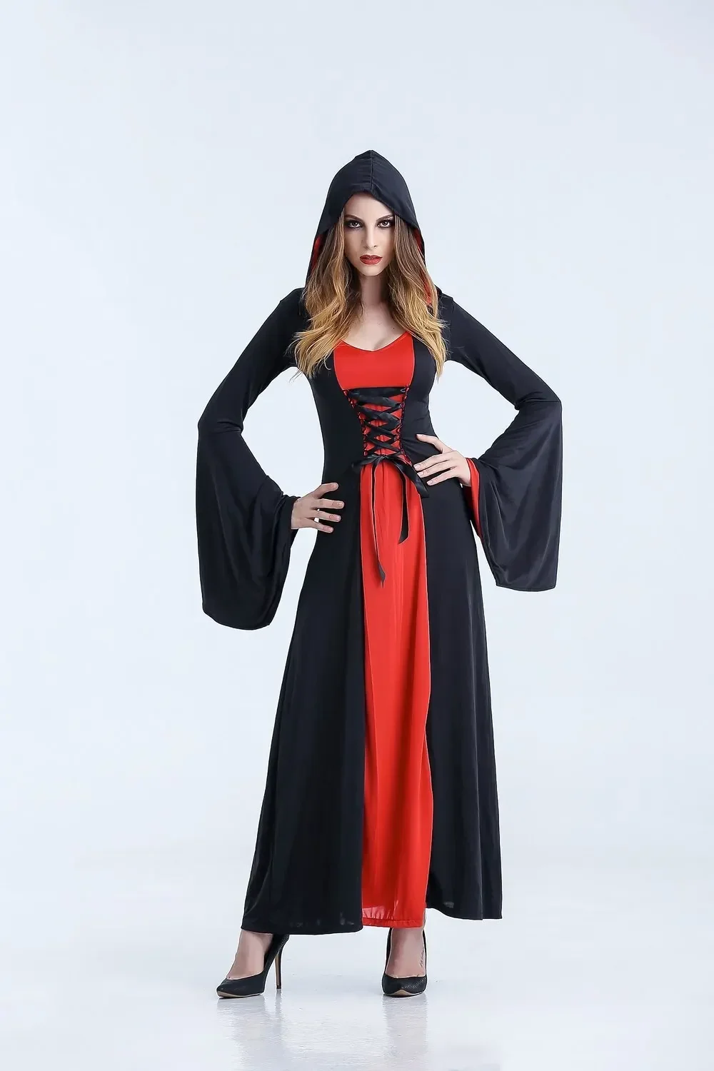 Traje de halloween bruxa medieval vestido feminino adulto plus size sexy assustador wicca cosplay gótico feiticeiro trajes de halloween para mulher