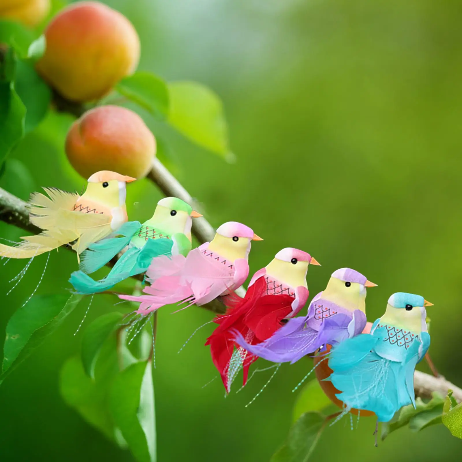 6 Pieces Artificial Birds Floral Arrangements Lifelike Clip on Simulation Birds