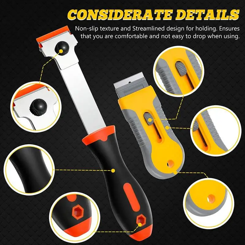 Glue Scraper Remover Tool 32X Telescopic Glue Removal Scraper Hand Tool Ergonomic Grip Metal And Glass Cleaning Scraper Pocket