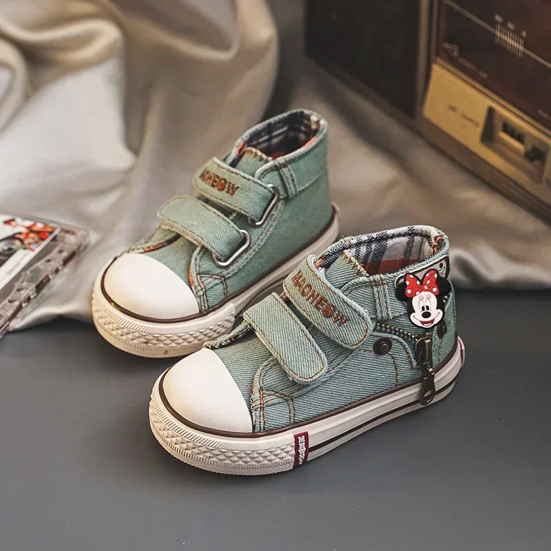 Disney Mickey Mouse Canvas Casual Shoes children Boys Denim New Girls Sneakers Minnie Board Shoes