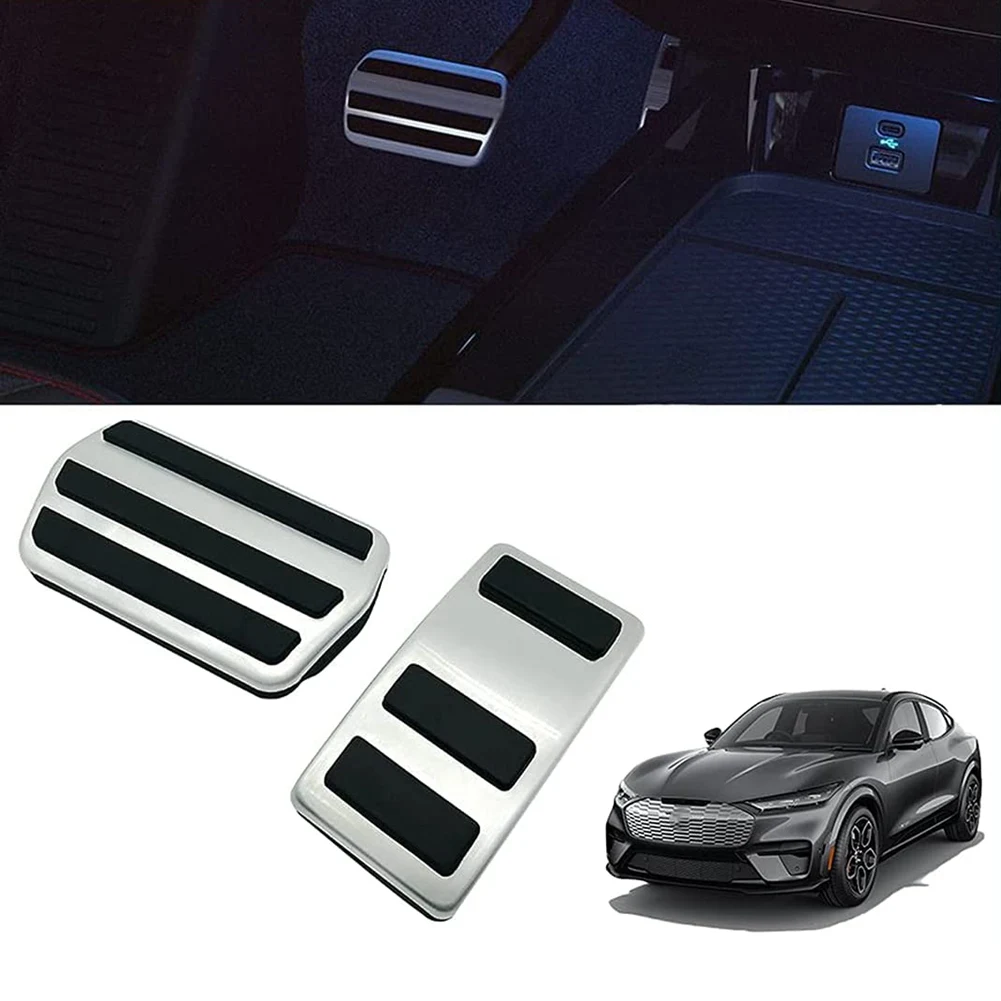 For Ford Mustang Mach-E 2021+ Stainless Steel Pedals Accelerator Brake Foot Pedal Pad Cover Non-Slip Car Replacement A