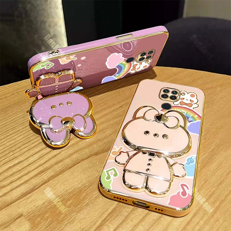 Note 9 Lucky Rabbit Holder Bracelet Plating Phone Case For Xiaomi Redmi Note 9 9Pro 9S 9T 10Pro 10 10T 10S 11 11Pro 8 8Pro Cover