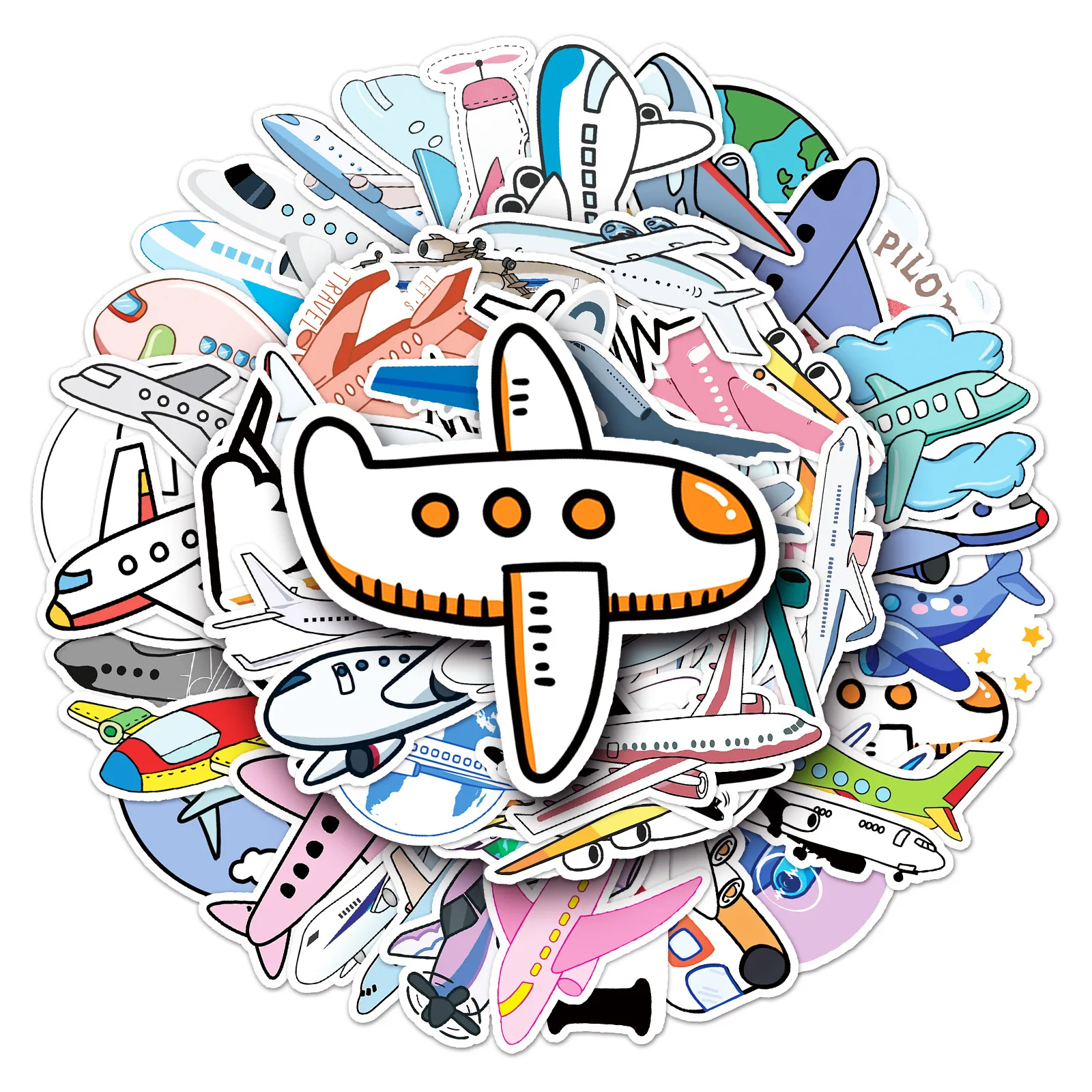 

50PCS Cartoon Airplane Cute Kids Sticker for Toy Luggage Laptop Phone Case Water Cup IPad Gift Skateboard Cup Waterproof Sticker