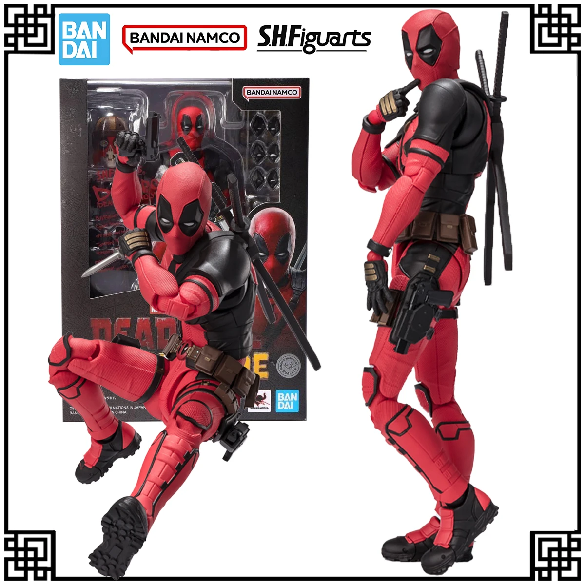 

In Stock Bandai Genuine Original SHF The Suicide Squad Anime Figure DEAD POOL Action Figures Toys For Children's Christmas Gifts