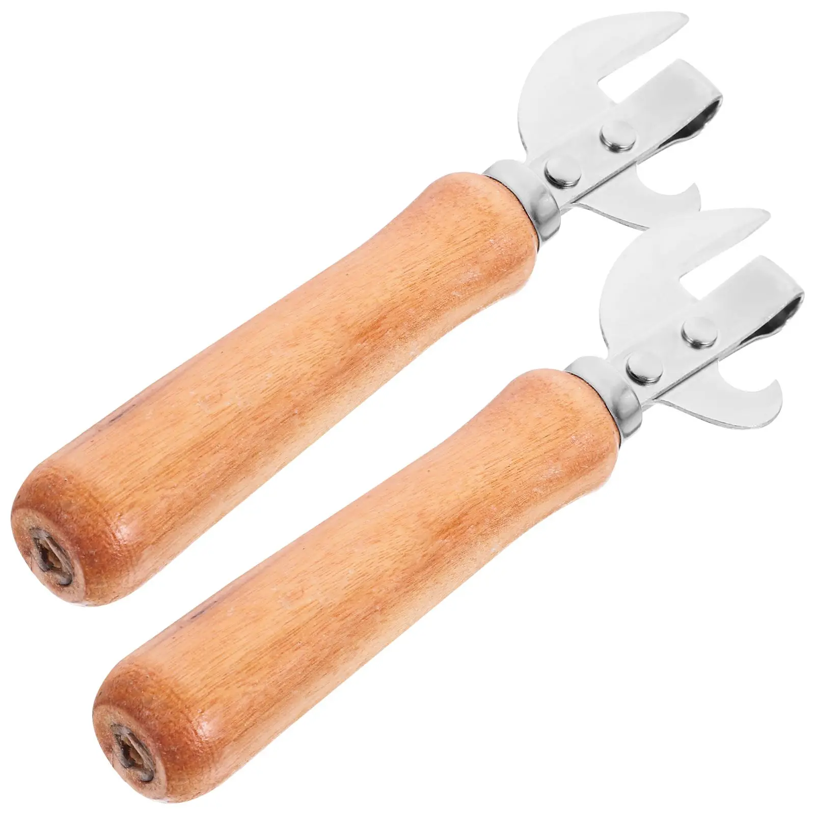 

2Pcs Wooden Handle Bottle Multi-function Can Opener Opener Stainless Steel Compact Portable Kitchen Gadgets