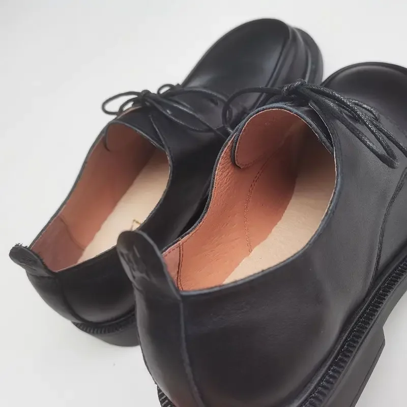 

Genuine Cow Leather Men's Dress Shoes Wide Toe Men's Women's British Style Lace-up Shoes Business Work Shoes Cowhide