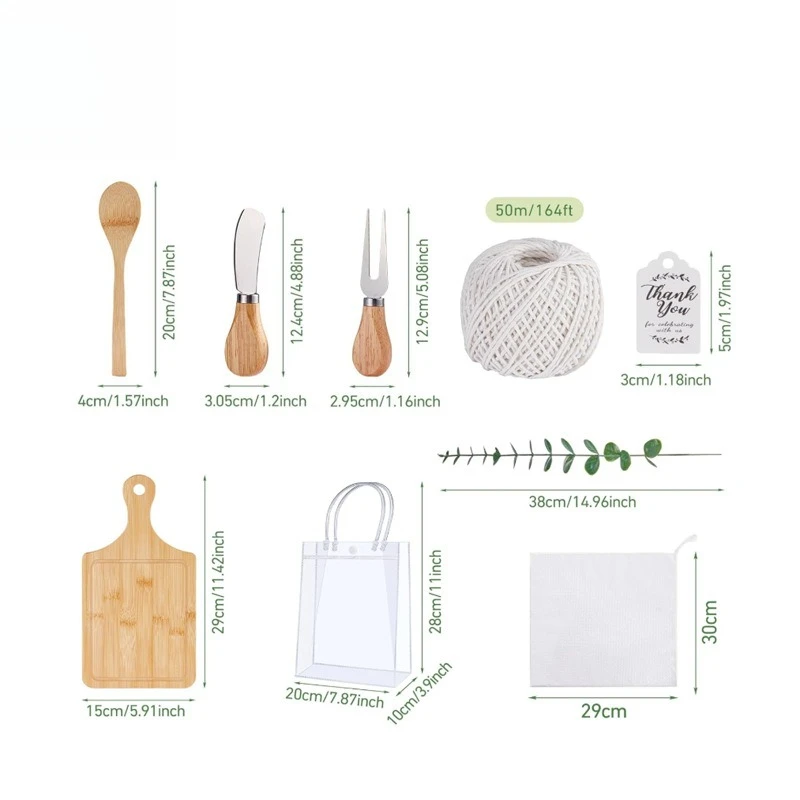 Bamboo Cheese Board Cheese Plate Set with Knife and Fork