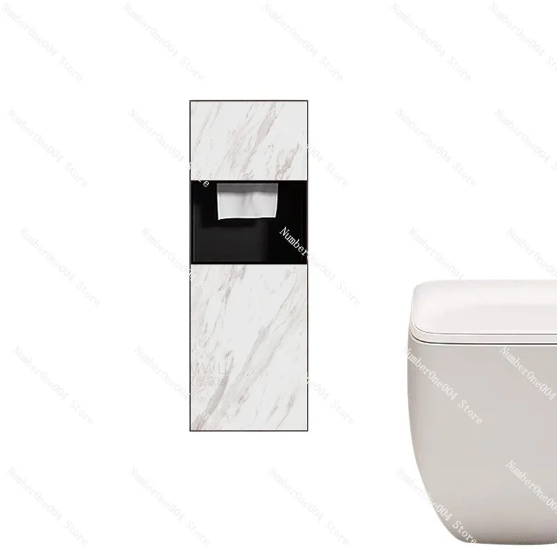 

304 Stainless Steel Bathroom Hidden Trash Can Niche Embedded Tissue Box Trash Can Rack Customization