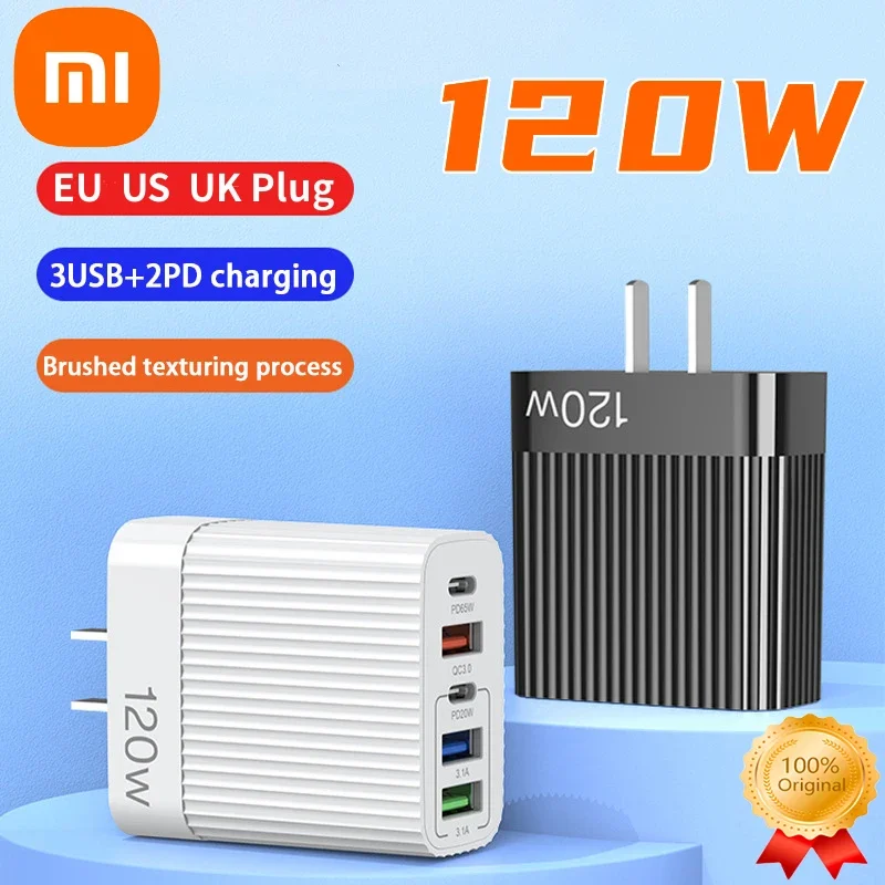 

Xiaomi 120w Fast Charger 5 Ports PD Type C For iphone 15 Pro Max Quick Charging Mobile Phone Charger For Samsung Xiaomi Huawei