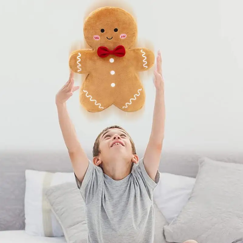 New Year Christmas Cute Gingerbread Man Stuffed Toy Stuffed Doll Comfort Doll Cookie Man Throw Pillow Home Decoration Gift