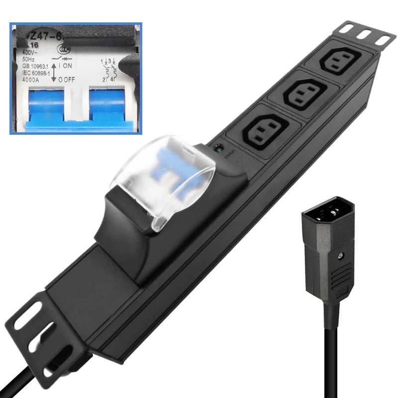 

PDU SPD Power Strip Distribution 3 Unit Network Cabinet Socket Plug 4000W Aluminium alloy Independent switch C13 SOCKET