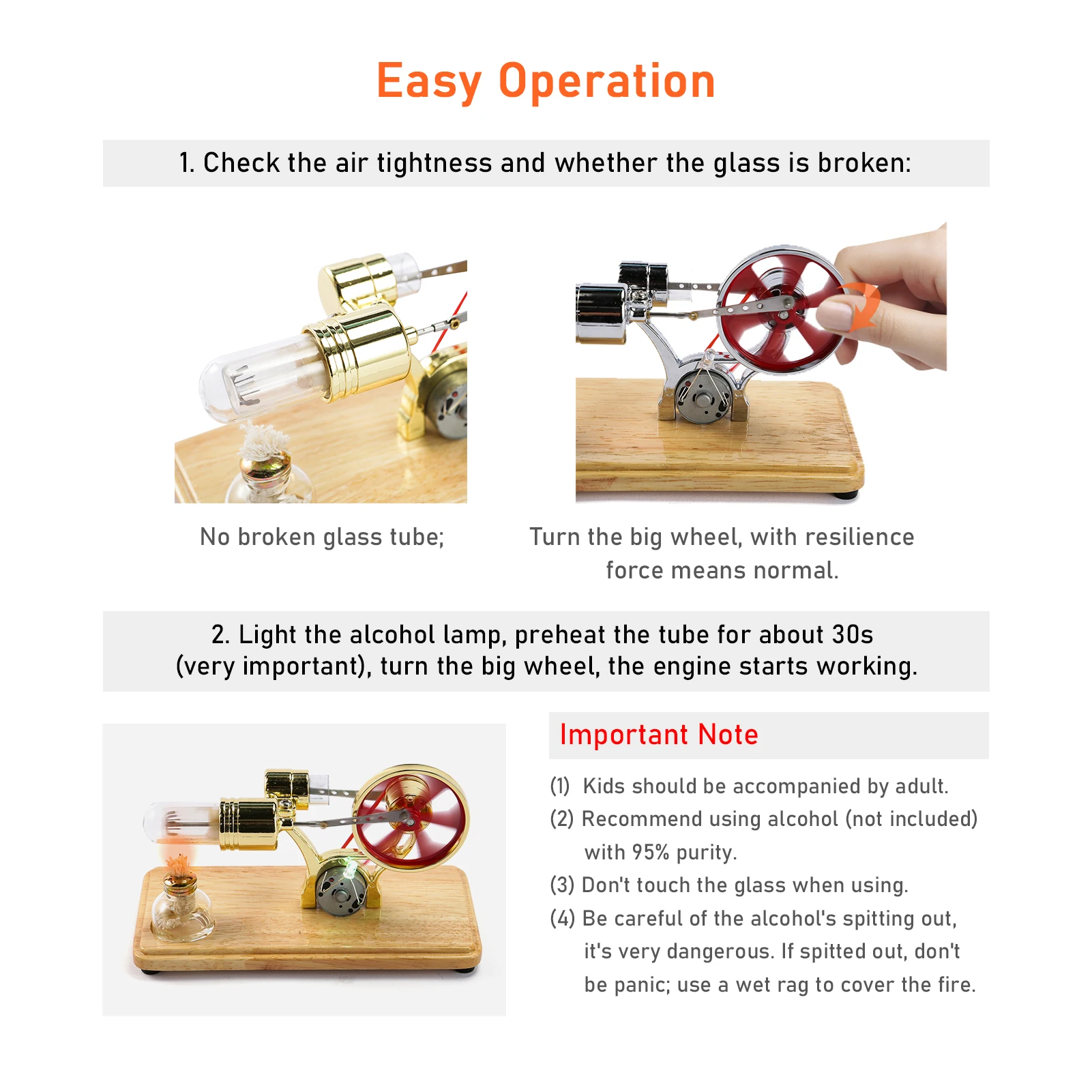 Electricity Power Generator Educational Science KitMini Hot Air Stirling Engine Motor Model Colorful LED