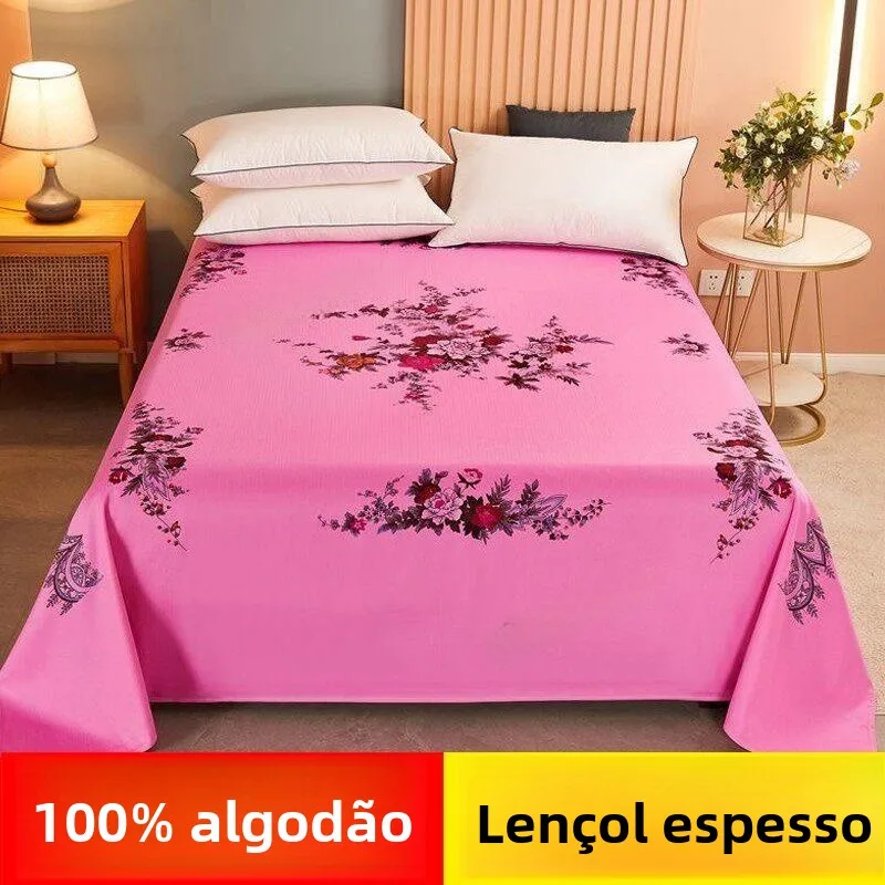 thickened-pure-cotton-traditional-shanghai-style-printed-bed-sheet-single-person-dormitory-coarse-cloth-one-piece-design