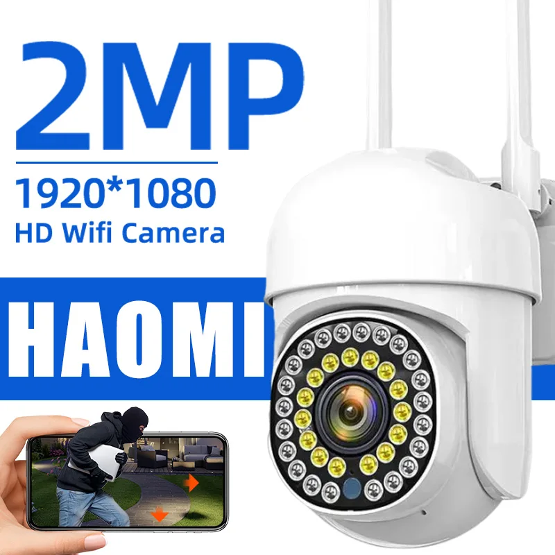 

HD IP Camera 2MP WiFi PTZ Camera Color Night Vision Auto Tracking Two Way Audio Outdoor Security Surveillance Camera Protection