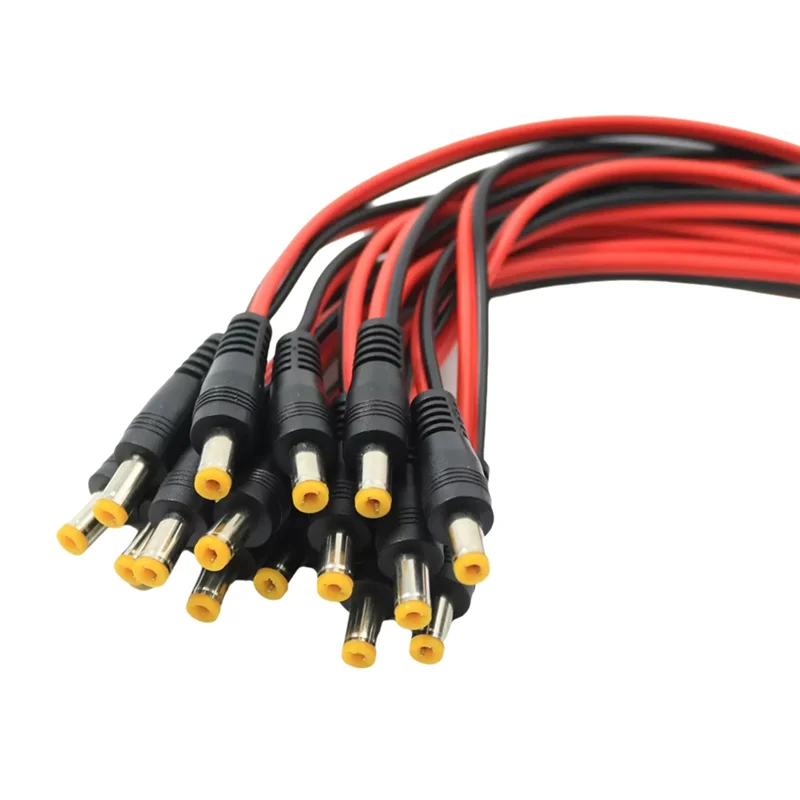 A45U 100PCS DC Power Pigtail Cable Plug 100PCS Male Connector 18AWG 2.1Mm X 5.5Mm 12V 5A Surveillance Camera Power Cable Plug