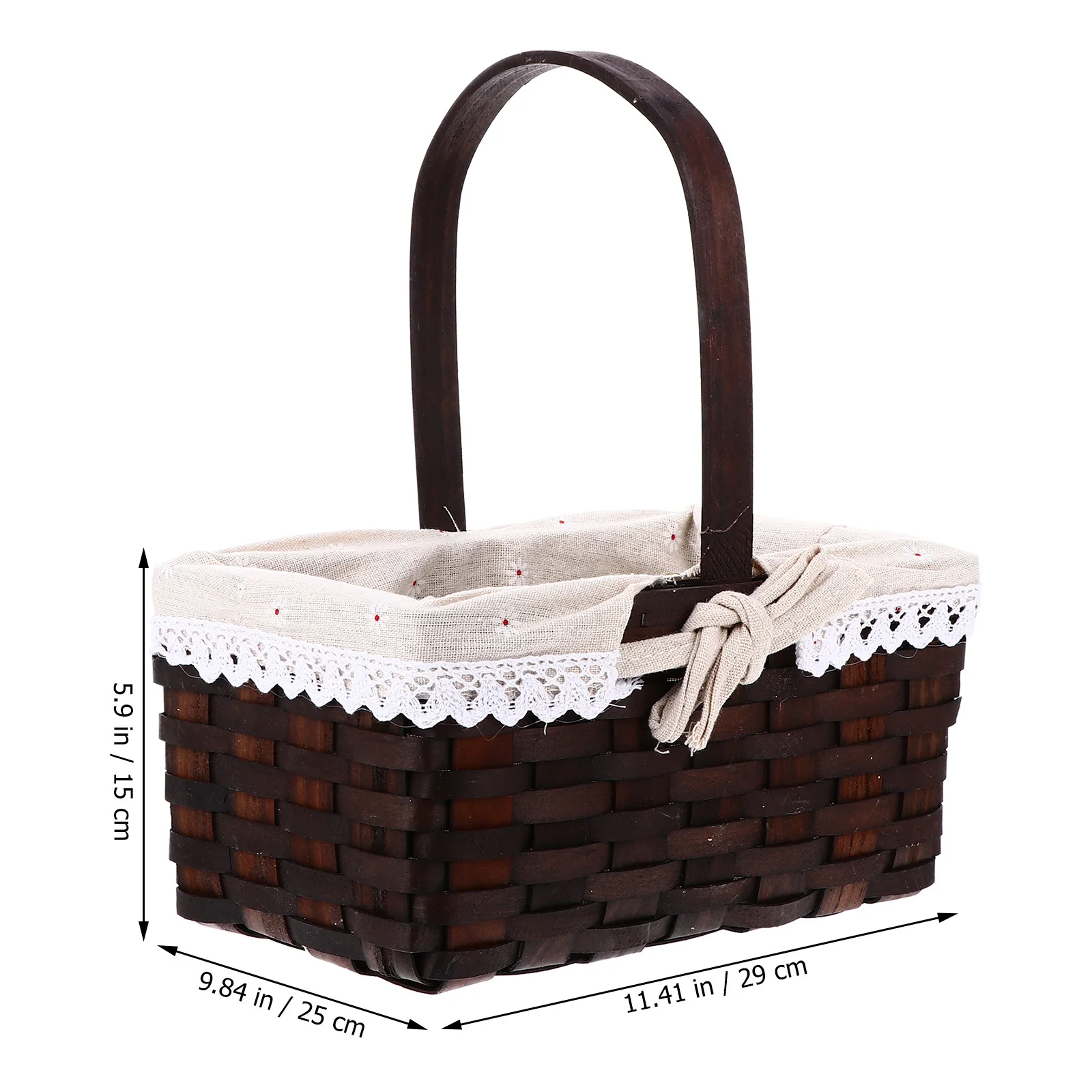 

Rattan Woven Rectangular Flower Basket Coffee Color Handheld Decorative Storage Basket for Kitchen Food Household