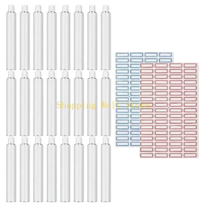 

KX4B 24 шт. алюминиевые тюбики для краски 20 мл тюбики для краски для хранения остатков акриловых масел акварельных и гуашевых