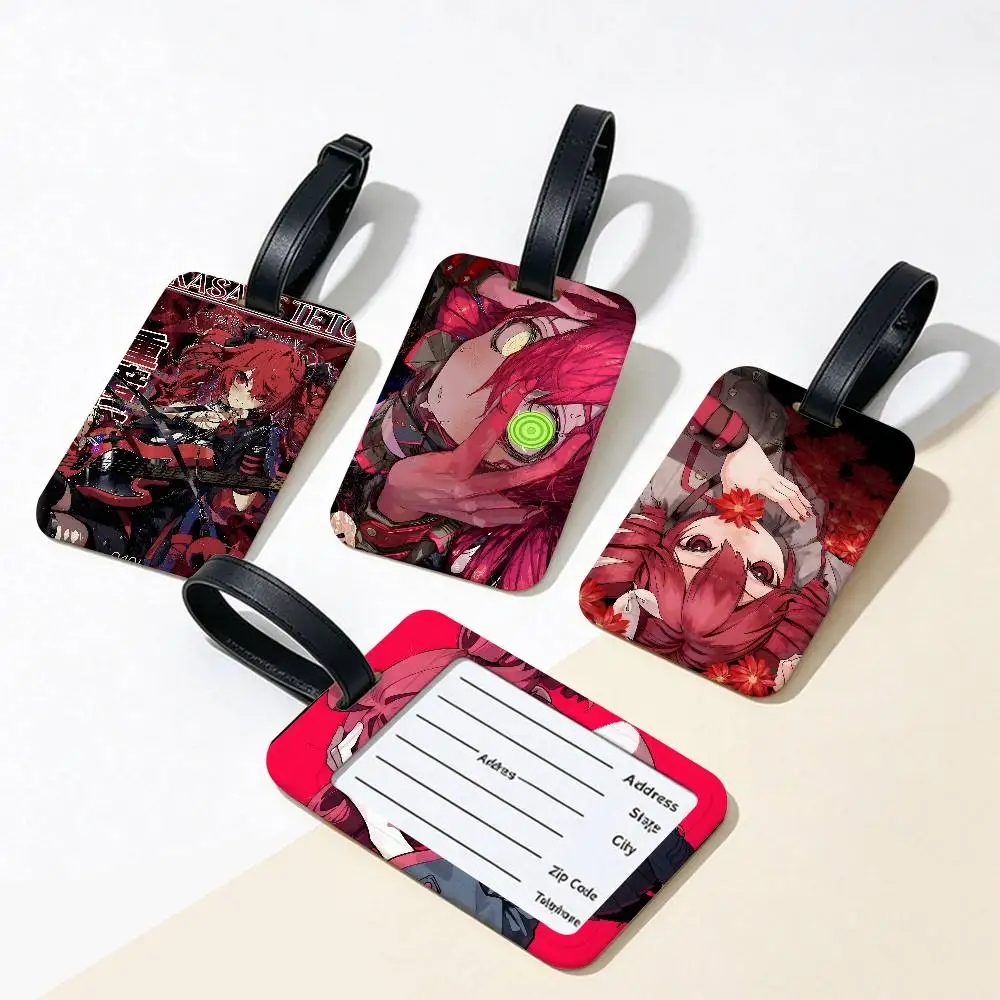 1pc Popular Virtual Singer Kasane Teto PVC Baggage Identification Tag Anti lost Information Card Holder Travel Suitcase Name Tag