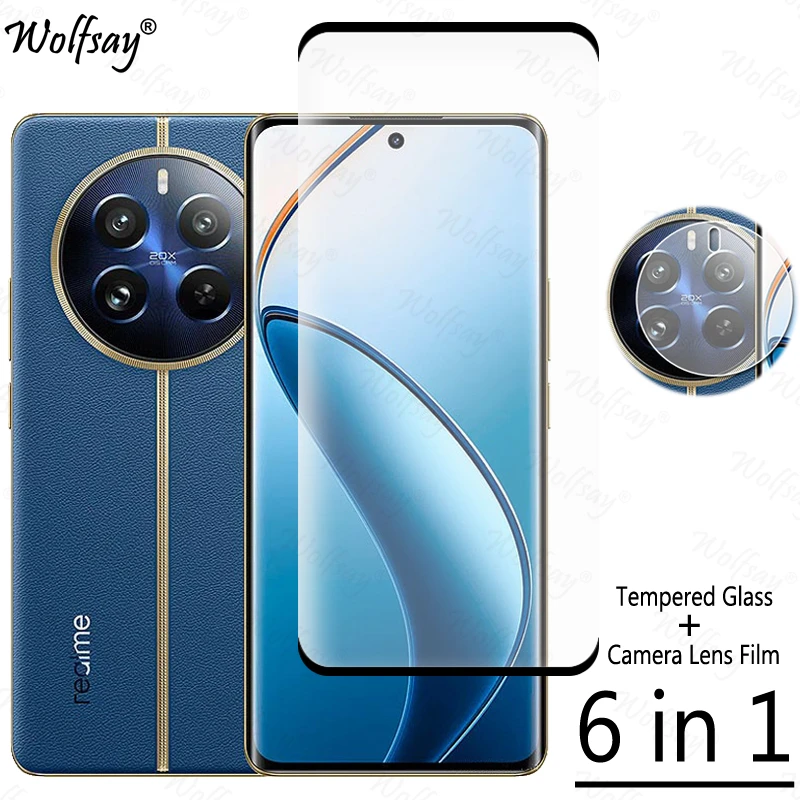 6 in 1 Full Cover Tempered Glass For Realme 12 Pro Screen Protector For Realme 12 Pro Plus Camera Glass For Realme 12 Pro Glass