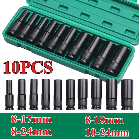 1/2인치 드라이브 6포인트 임팩트 소켓 세트 드라이브 미터법 렌치 소켓 딥 임팩트 소켓 공압 렌치 헤드 타이어 제거 도구