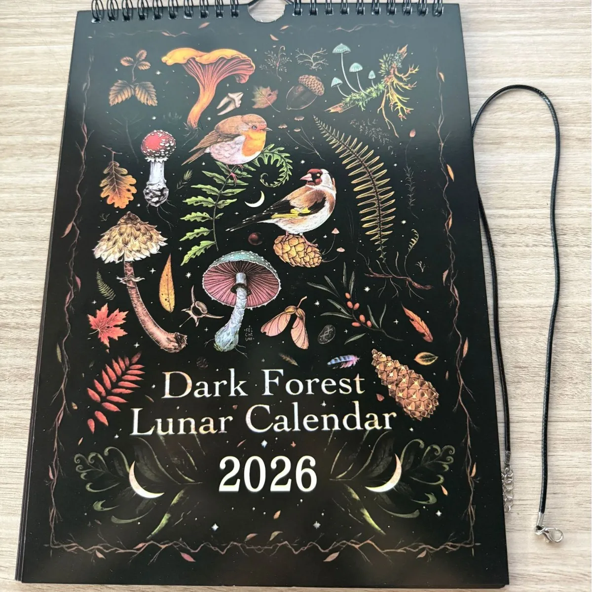 Calendario della foresta oscura 2026 Calendario degli animali Calendario lunare della foresta della casa d'arte