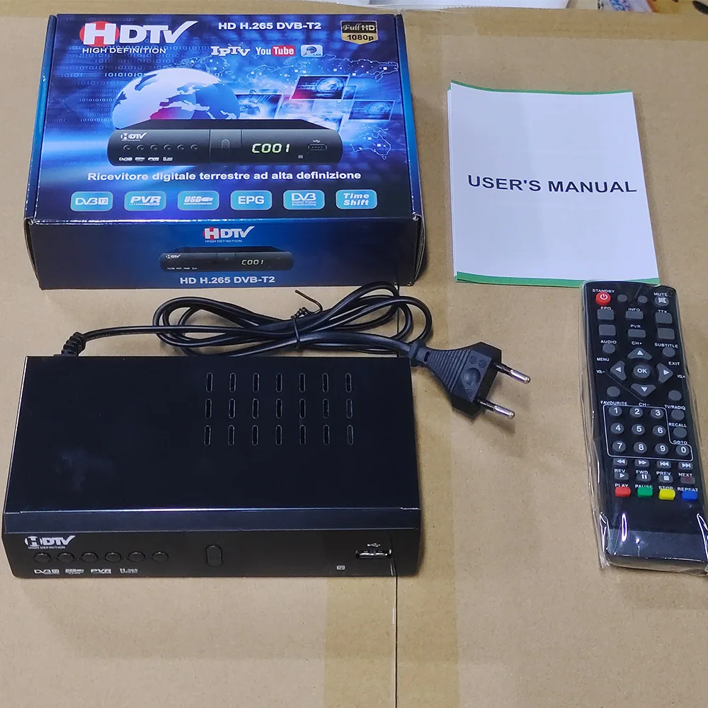 Decodificador de TV Digital HDTV DVB T2 DVB C, Sintonizador de TV HEVC H.265, Receptor de TV DVBT2, TV Box FTA T2, Satélite para Italia, Polonia, Francia, PK U8