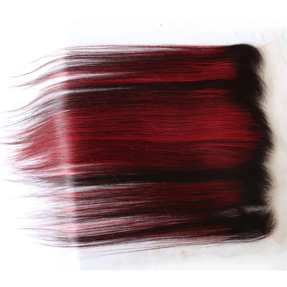 الجملة البرازيلي البيانو أومبير تسليط الضوء على 1b الأحمر إغلاق أمامي 4x4 5x5 13x4 13x6 عذراء ريمي الشعر البشري الدانتيل إغلاق أمامي