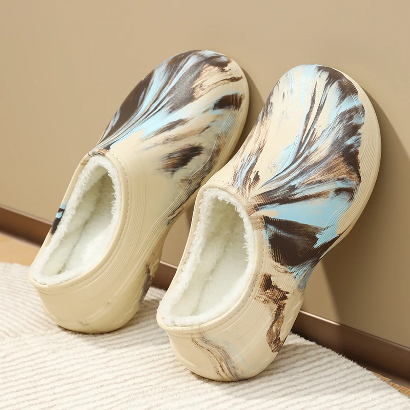 Yrzl chinelos de inverno para homens, sapatos térmicos quentes para casa com sola de borracha antiderrapante, chinelos masculinos confortáveis e felpudos para ambientes internos e externos