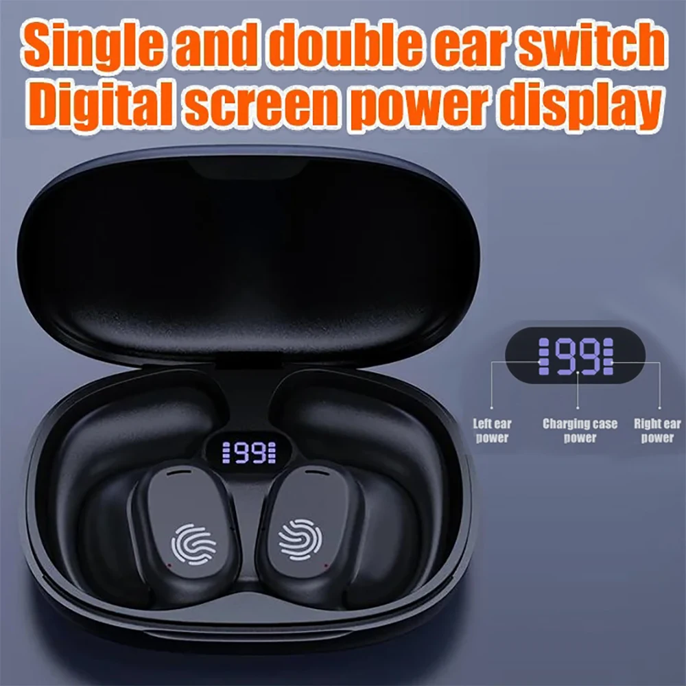 Bluetooth 5.3 Headphones Ear Hook Earphone Wireless Earphones LED Display Waterproof Headset HiFi Stereo Noise Reduction Earbuds