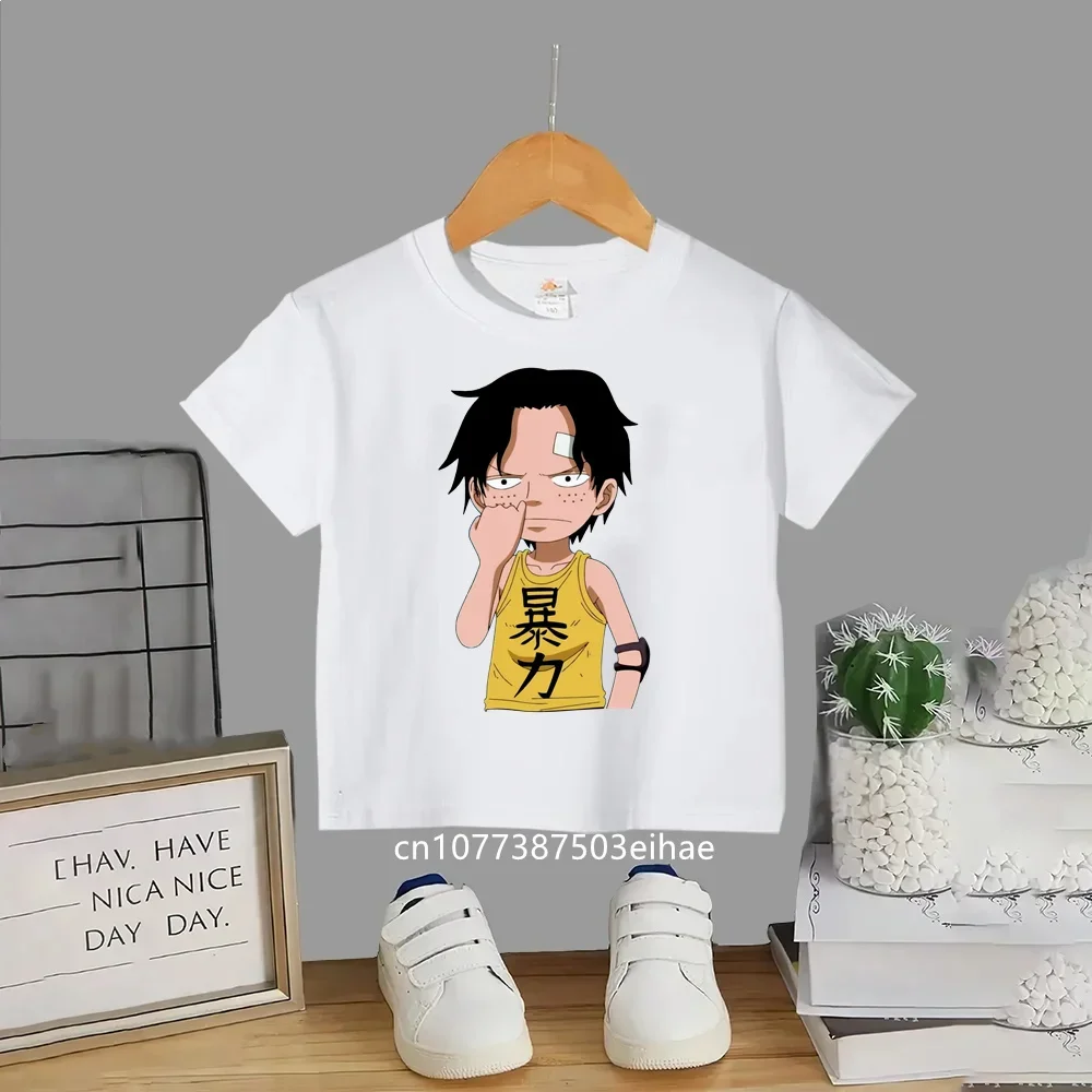 Kids Boys One Piece Luffy T-Shirt Fashion Anime Short Sleeve Summer Top Children's Clothing Boy's Tee