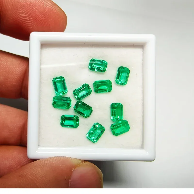 

Lab Grown Emerald Rectangle Shape Hydrothermal Colombia Size 4x6mm For Diy Jewelry Making Materials Selectable AGL Certificate