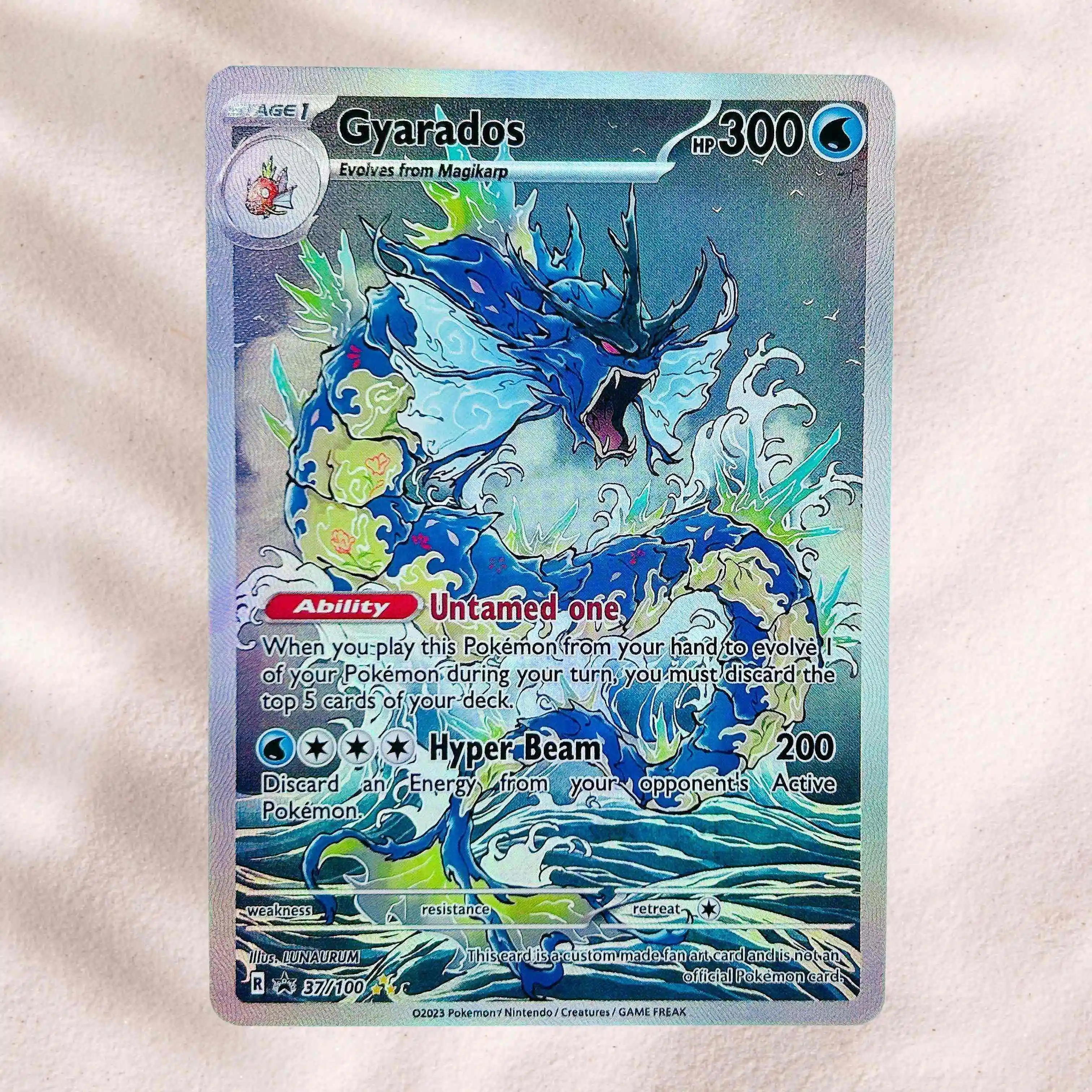 

DIY Pokemon Gyarados 37/100 Holographic Texture English Version Premium Anime Collection Card Perfect Condition