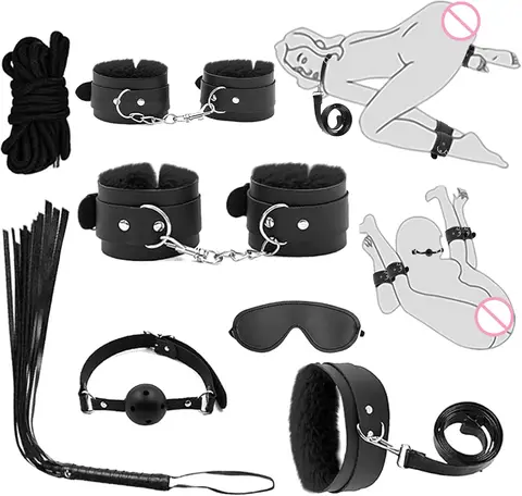 sexxy Toys for Cosplay Couples Adult Products 18 Handcuffs Erotic Accessories Bondage Hemp Rope Mask sexx SM BDSM Bondage Kit Set