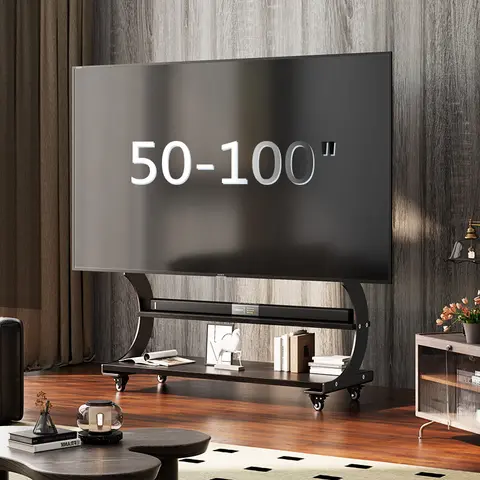 50-100인치 TV용 모바일 롤링 TV 스탠드 카트 TV 선반 음소거 바퀴 최대 220lbs 최대 VESA 900x600mm바닥 스탠드 TV 지원 선반