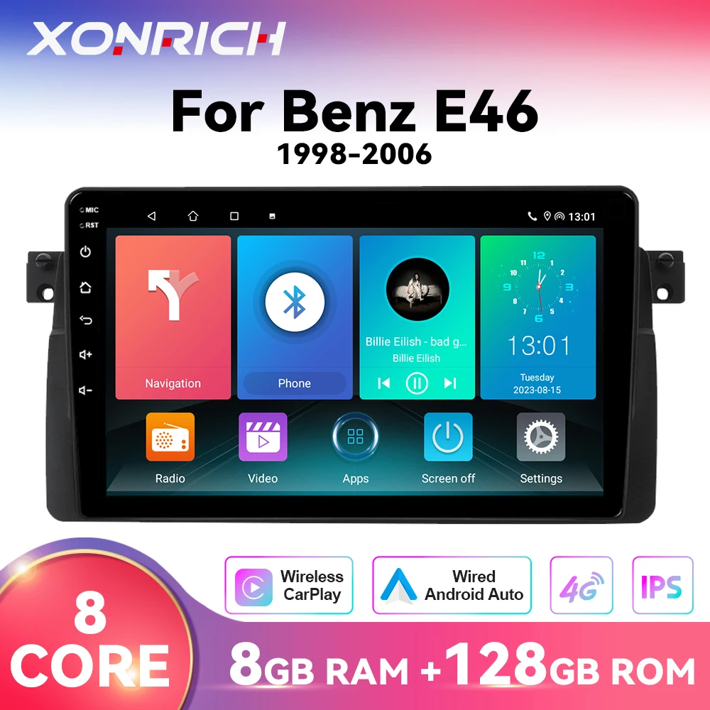 XONRICH Drahtlose CarPlay Android Auto Auto Radio Player Für BMW M3 E46 1998-2006 GPS Multimedia 2 din IPS Touchscreen