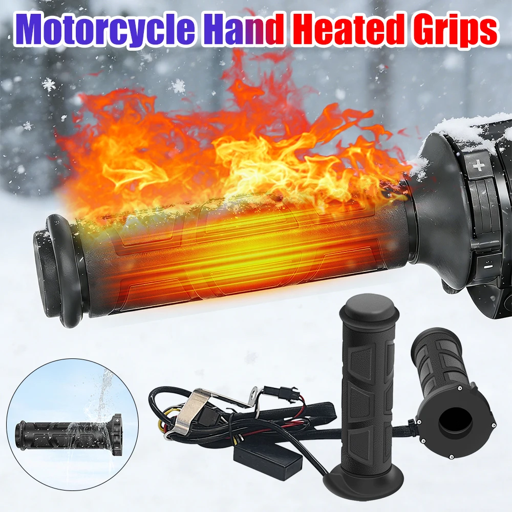 22mm Motorcycle Hand Heated Grips 3 Gear Electric Heating Handle Waterproof Electric Hot Heated Grip Motorcycle Parts for Winter